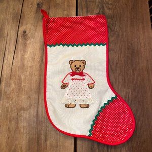 Vintage Schmid Teddy Bear Christmas Stocking 1984